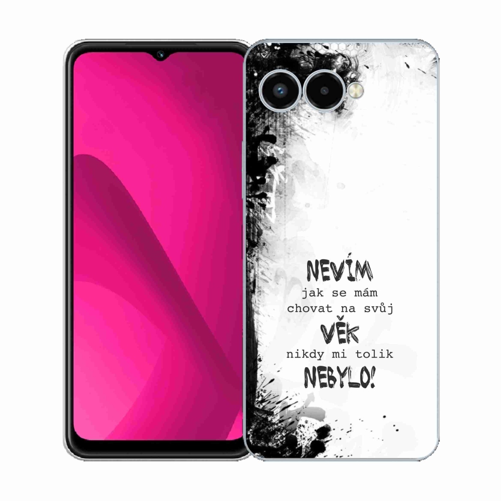 Gélový kryt mmCase na T-Mobile T Phone 3 - vtipný text 14 biele pozadie