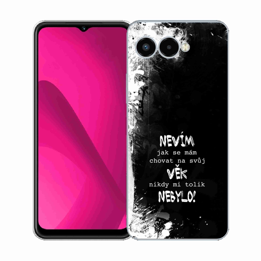 Gélový kryt mmCase na T-Mobile T Phone 3 - vtipný text 14 čierne pozadie