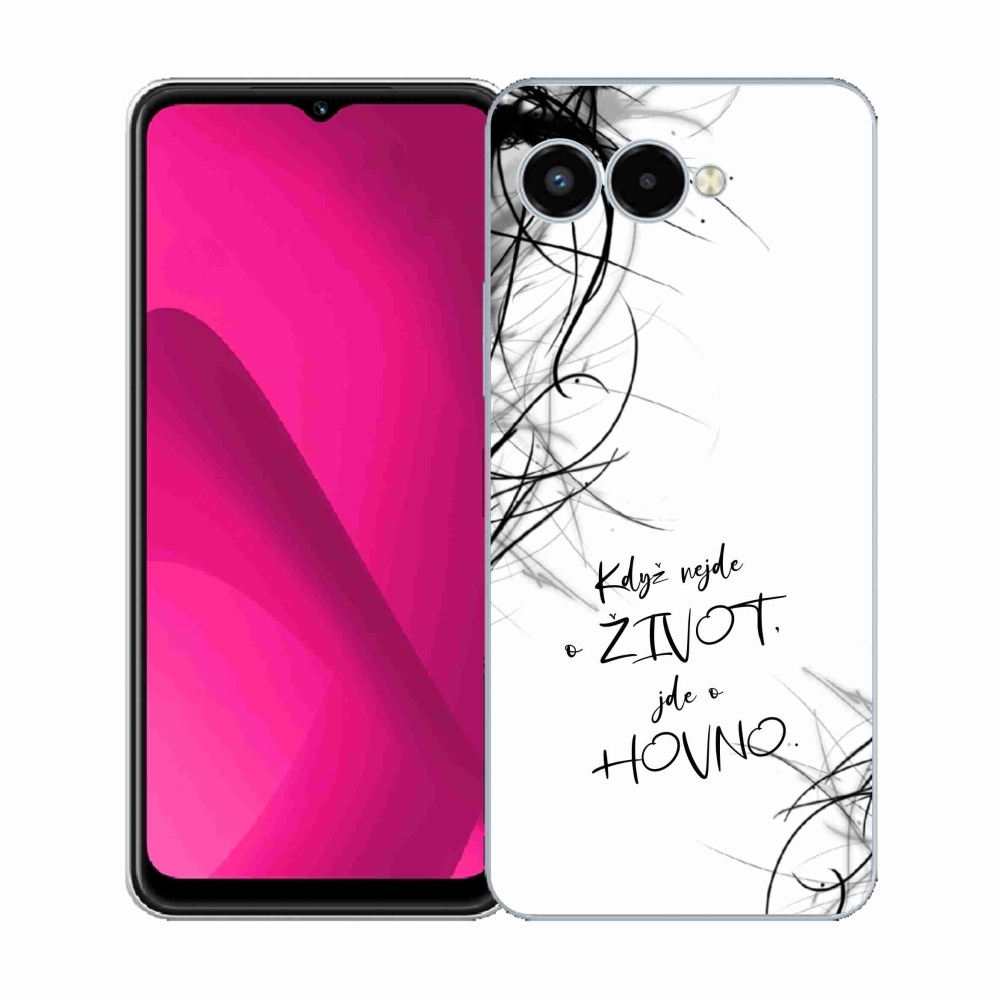 Gélový kryt mmCase na T-Mobile T Phone 3 - vtipný text 16 biele pozadie