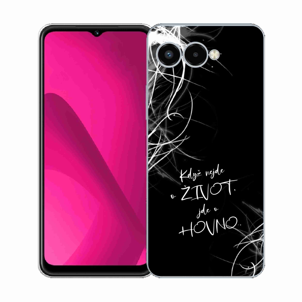 Gélový kryt mmCase na T-Mobile T Phone 3 - vtipný text 16 čierne pozadie