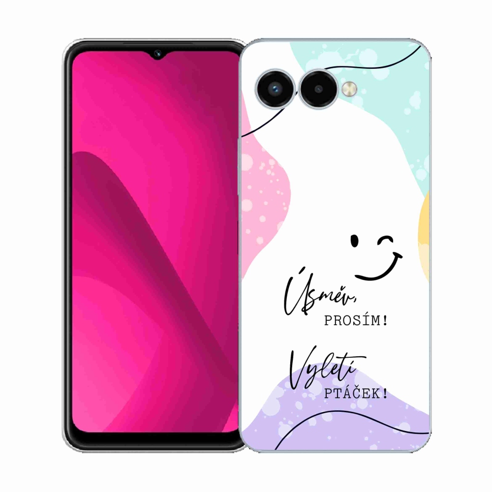 Gélový kryt mmCase na T-Mobile T Phone 3 - vtipný text 4 biele pozadie