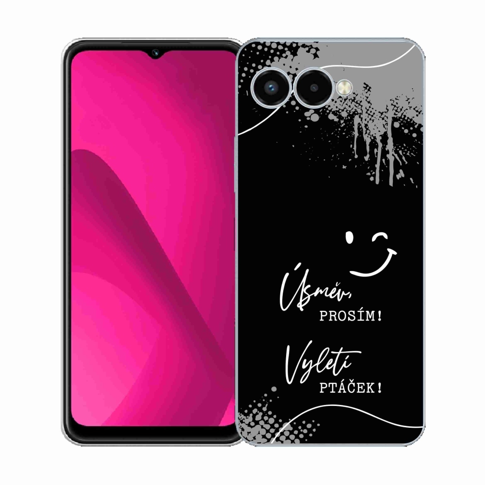 Gélový kryt mmCase na T-Mobile T Phone 3 - vtipný text 4 čierne pozadie