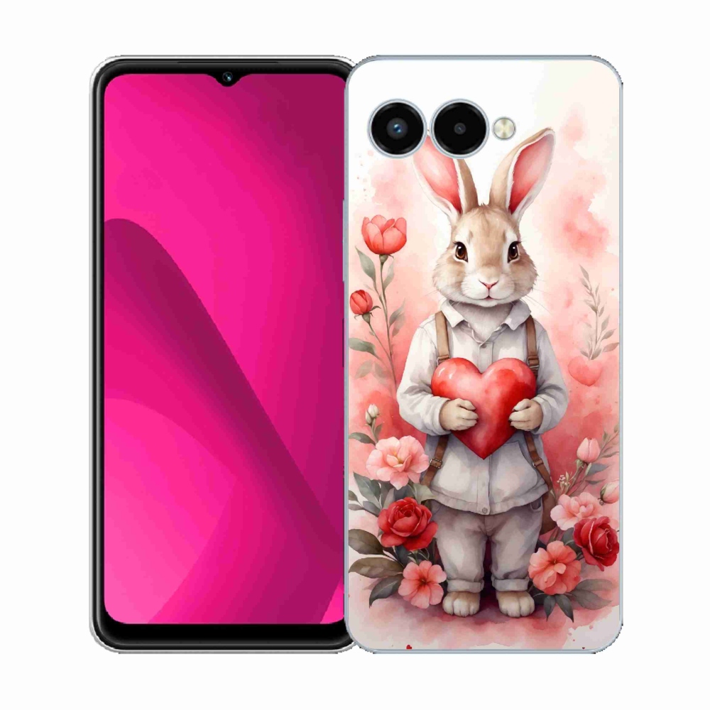 Gélový kryt mmCase na T-Mobile T Phone 3 - zajac so srdiečkom
