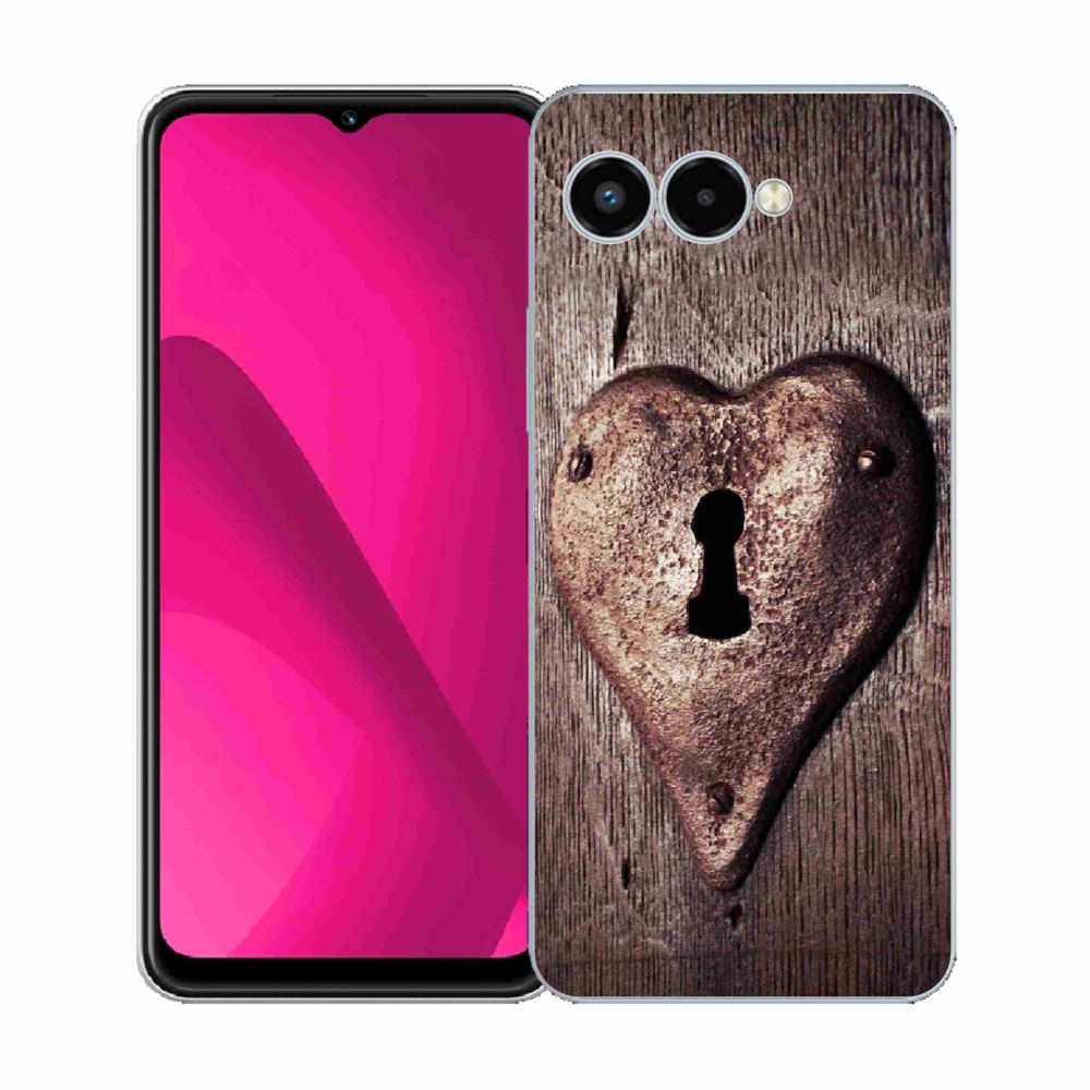 Gélový kryt mmCase na T-Mobile T Phone 3 - zámok v tvare srdca