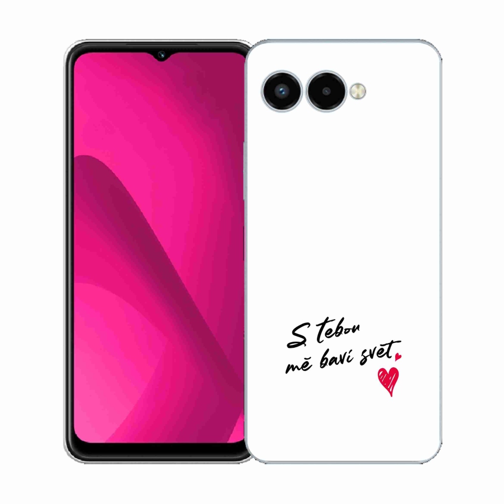 Gélový kryt mmCase na T-Mobile T Phone 3 - zamilovaný text 1 biele pozadie