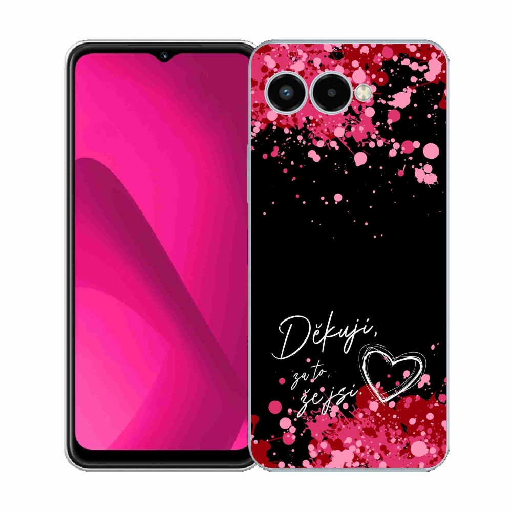 Gélový kryt mmCase na T-Mobile T Phone 3 - zamilovaný text 2 čierne pozadie