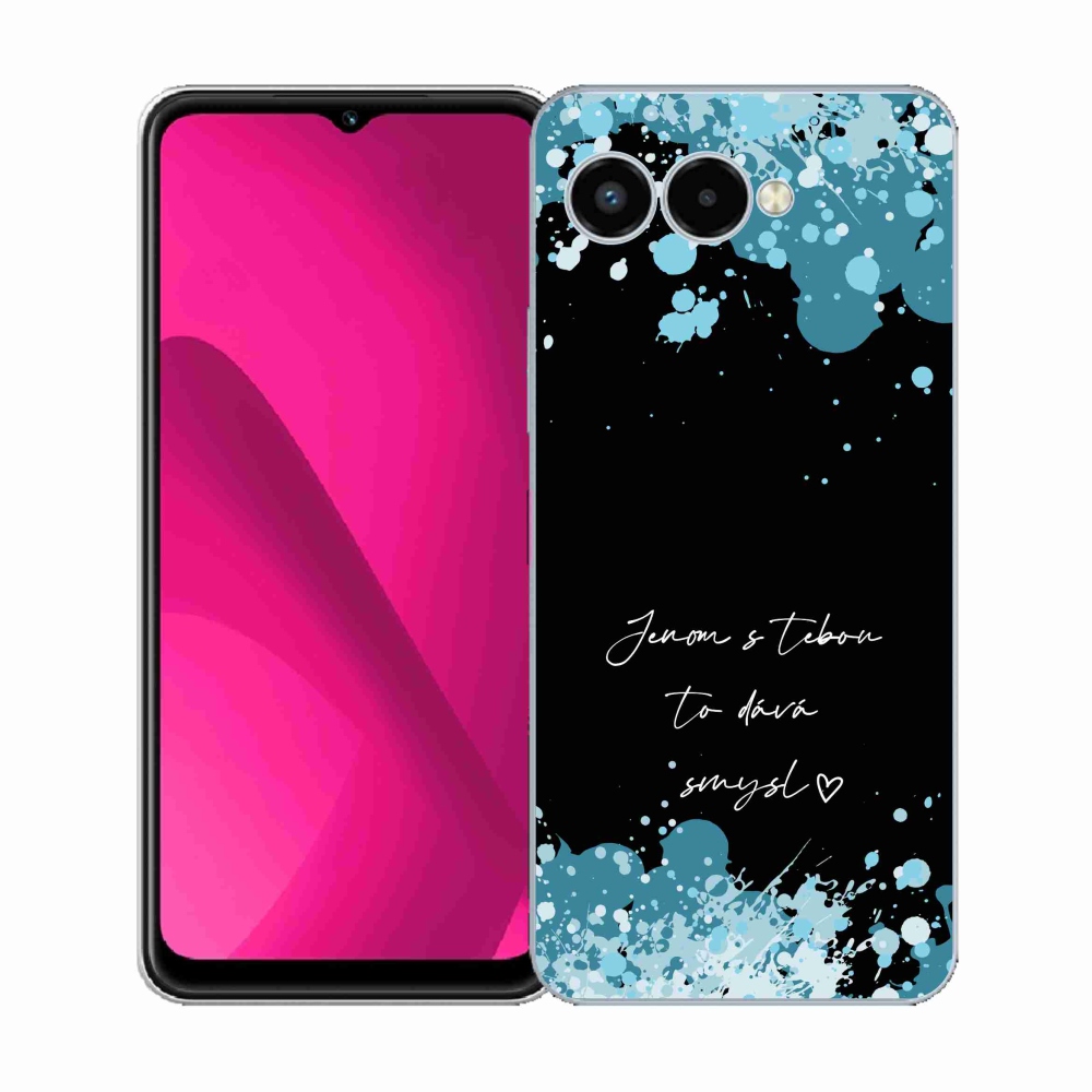 Gélový kryt mmCase na T-Mobile T Phone 3 - zamilovaný text čierne pozadie