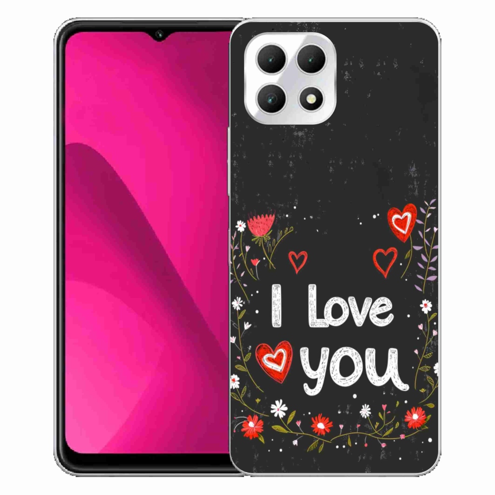 Gélový kryt mmCase na T phone 2 - I love you čierne pozadie