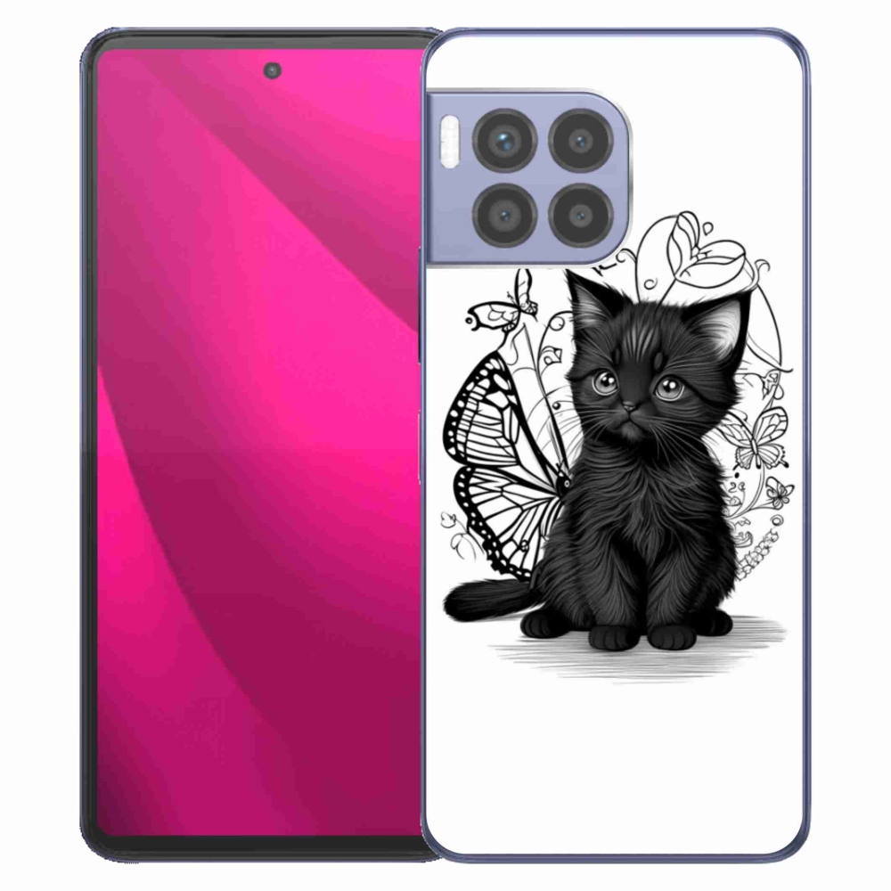 Gélový kryt mmCase na T phone 2 Pro - čierne mačiatko