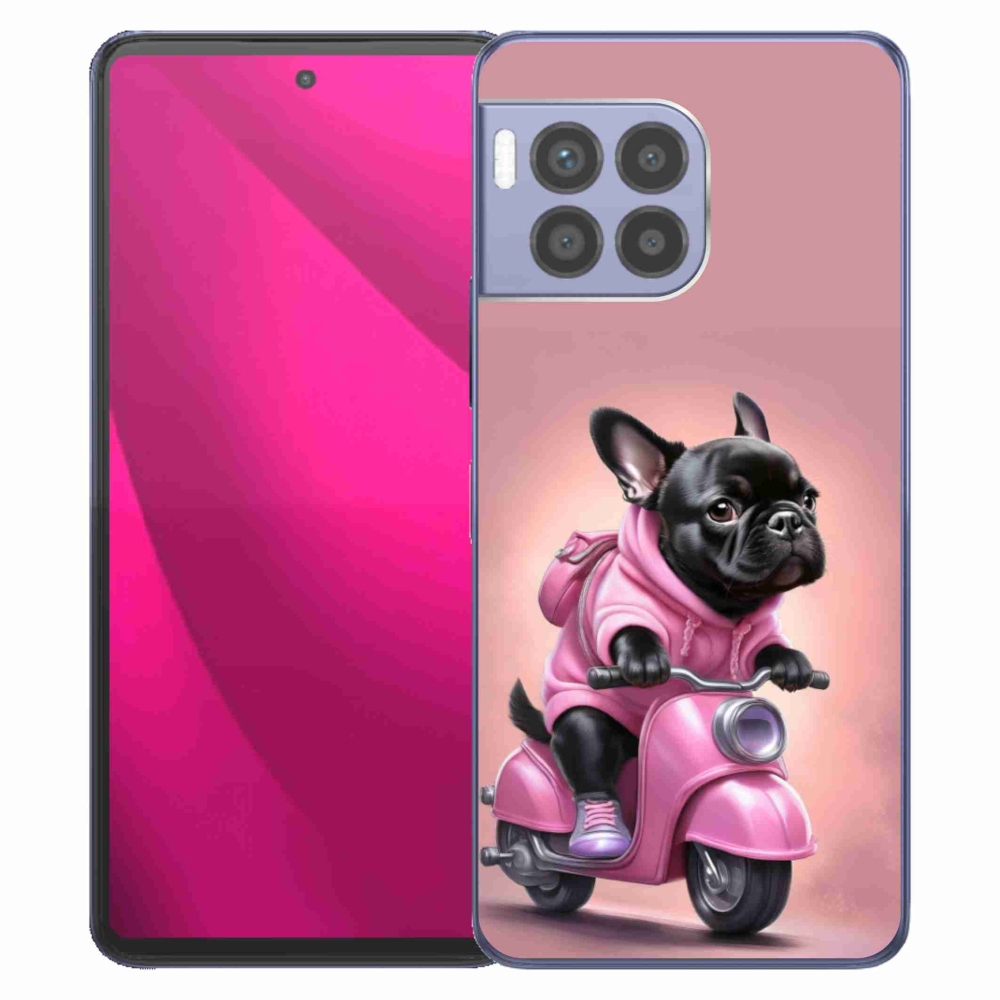 Gélový kryt mmCase na T phone 2 Pro - francúzsky buldoček na skútri