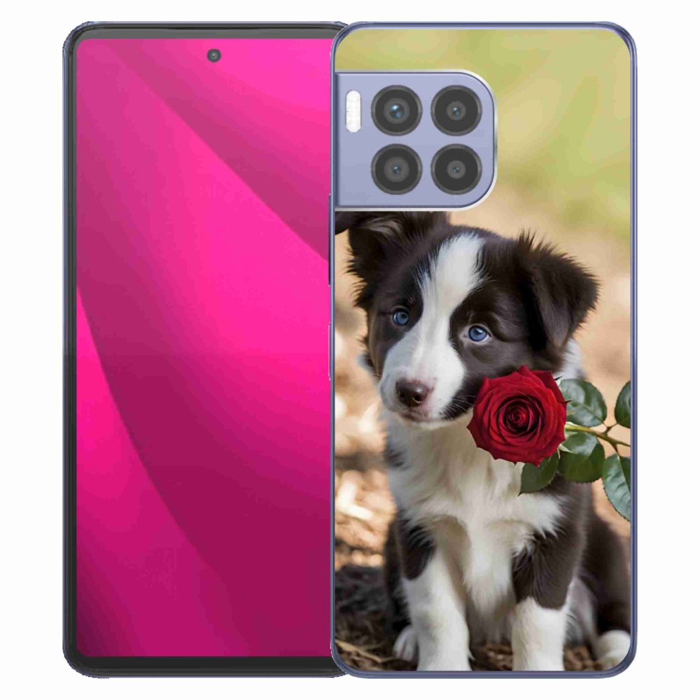 Gélový kryt mmCase na T phone 2 Pro - roztomilá border kólia s ružou