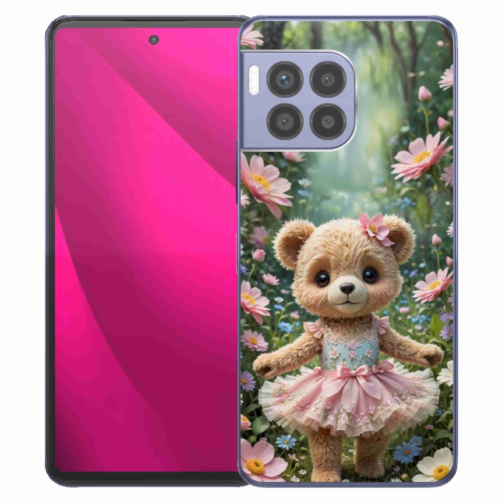Gélový kryt mmCase na T phone 2 Pro - roztomilý medvedík v kvetoch