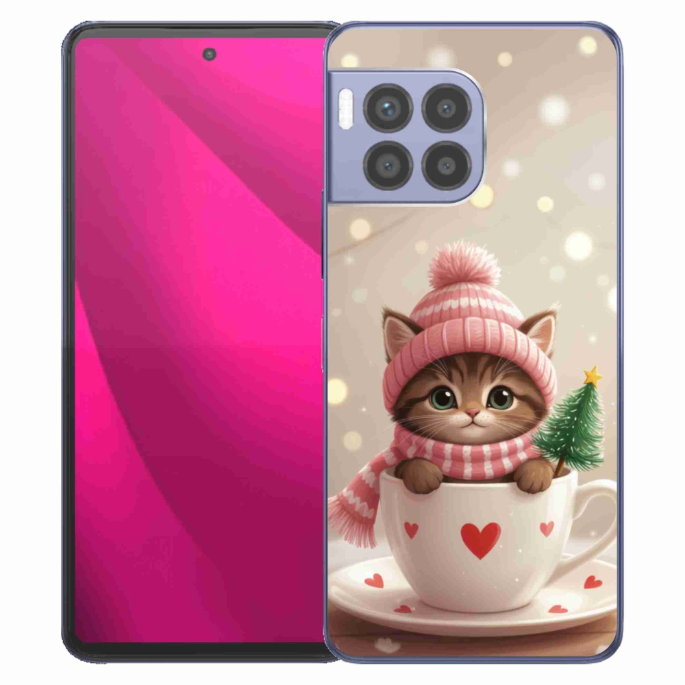 Gélový kryt mmCase na T phone 2 Pro - vianočné mačiatko v hrnčeku