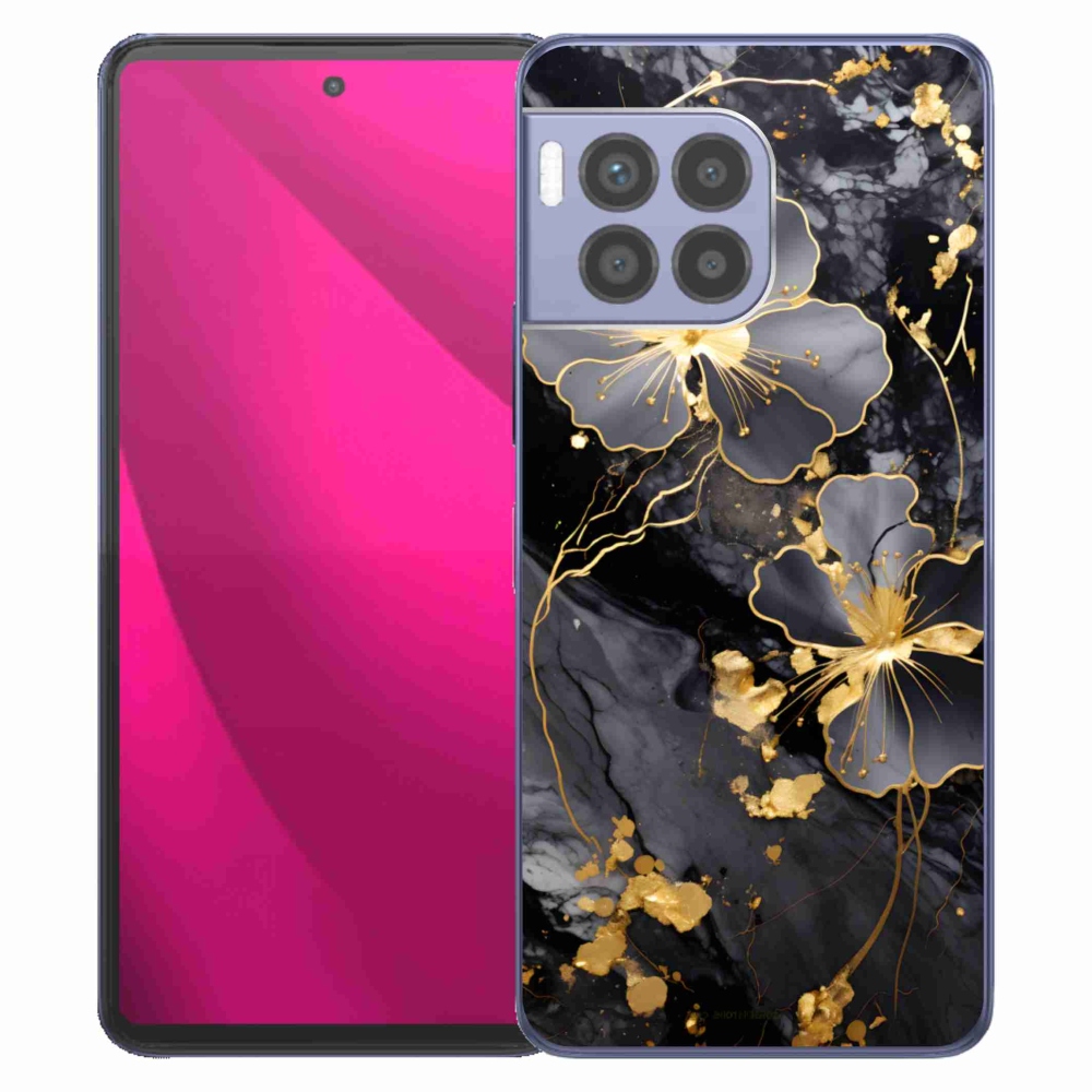 Gélový kryt mmCase na T phone 2 Pro - zlaté kvety
