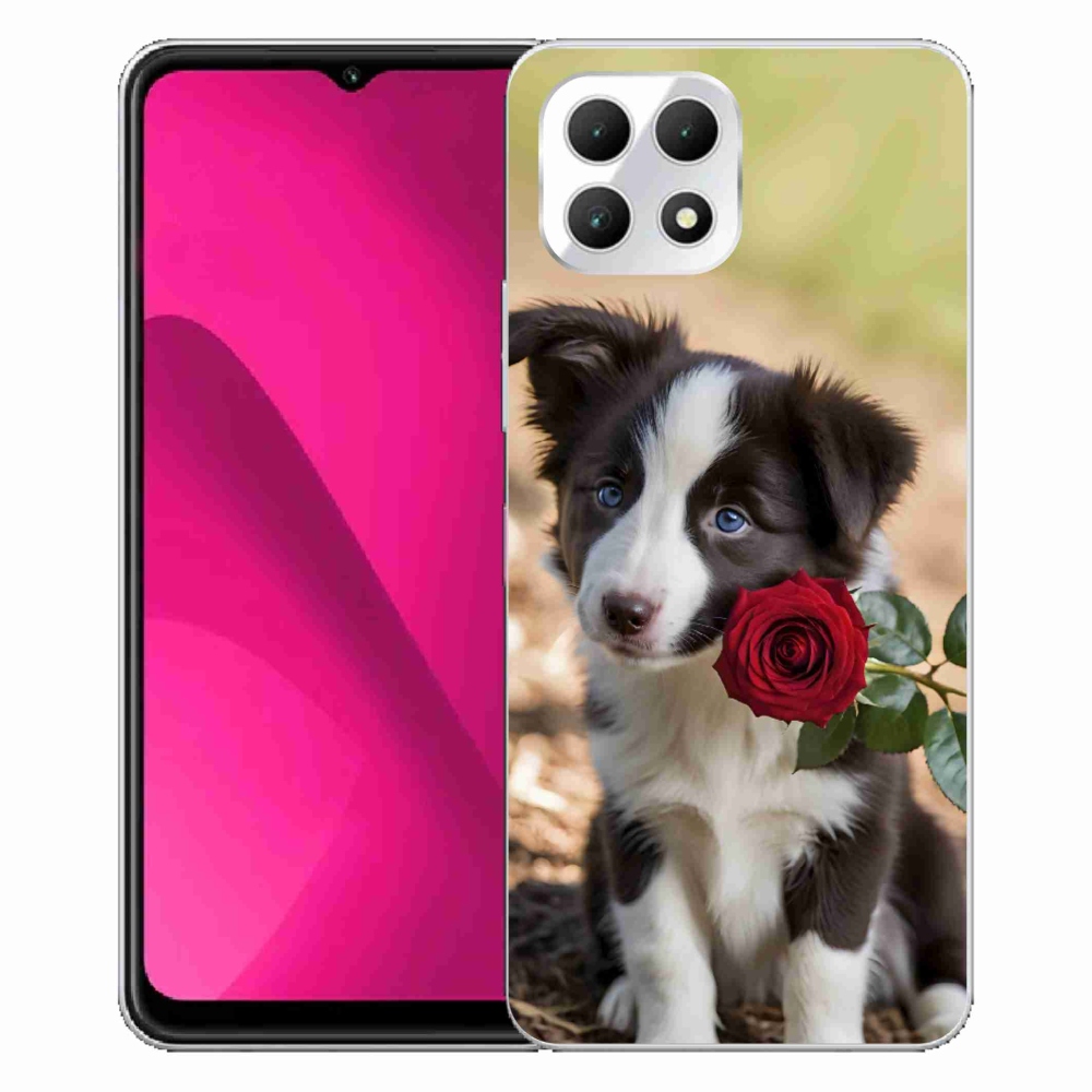 Gélový kryt mmCase na T phone 2 - roztomilá border kólia s ružou