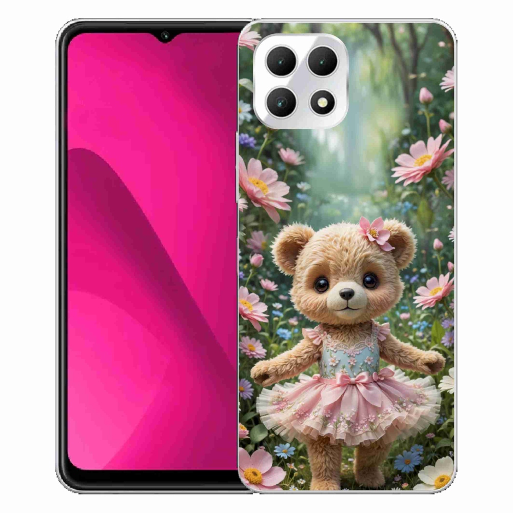 Gélový kryt mmCase na T phone 2 - roztomilý medvedík v kvetoch