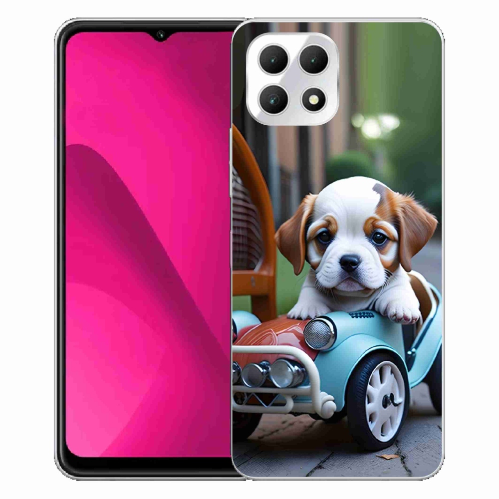 Gélový kryt mmCase na T phone 2 - šteňa v retro aute
