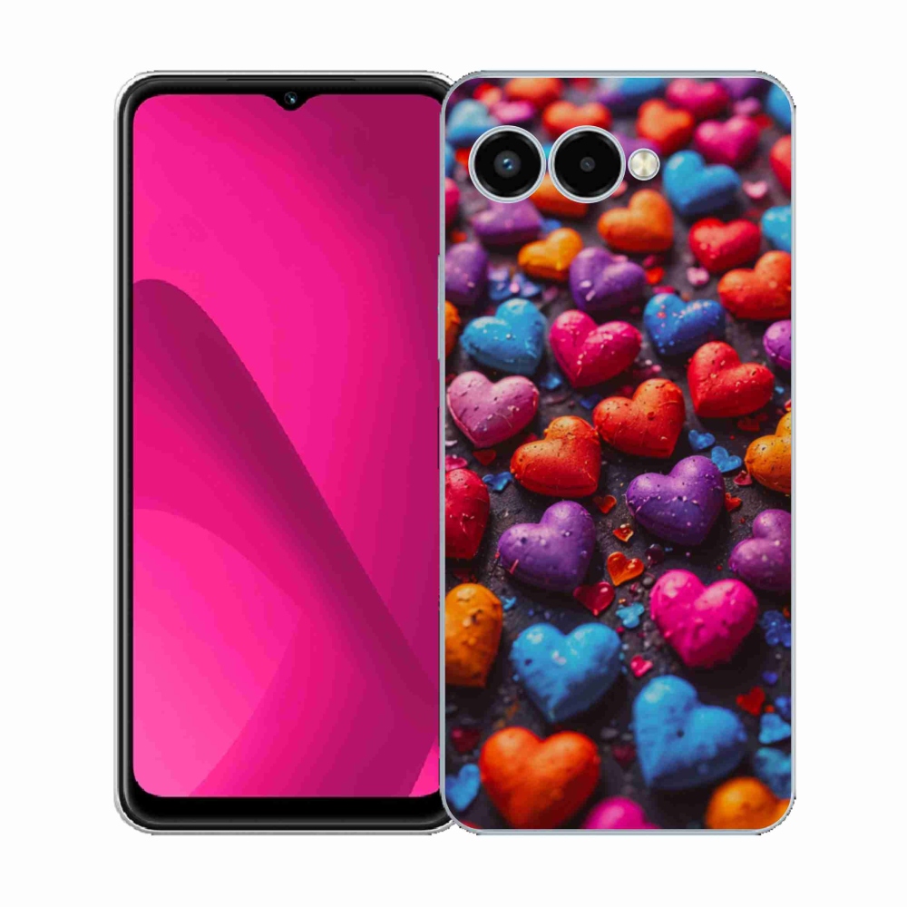 Gélový kryt mmCase na T phone 3 - farebné srdcia