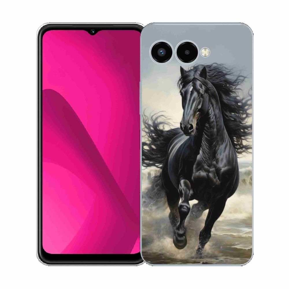 Gélový kryt mmCase na T phone 3 - bežiaci čierny kôň