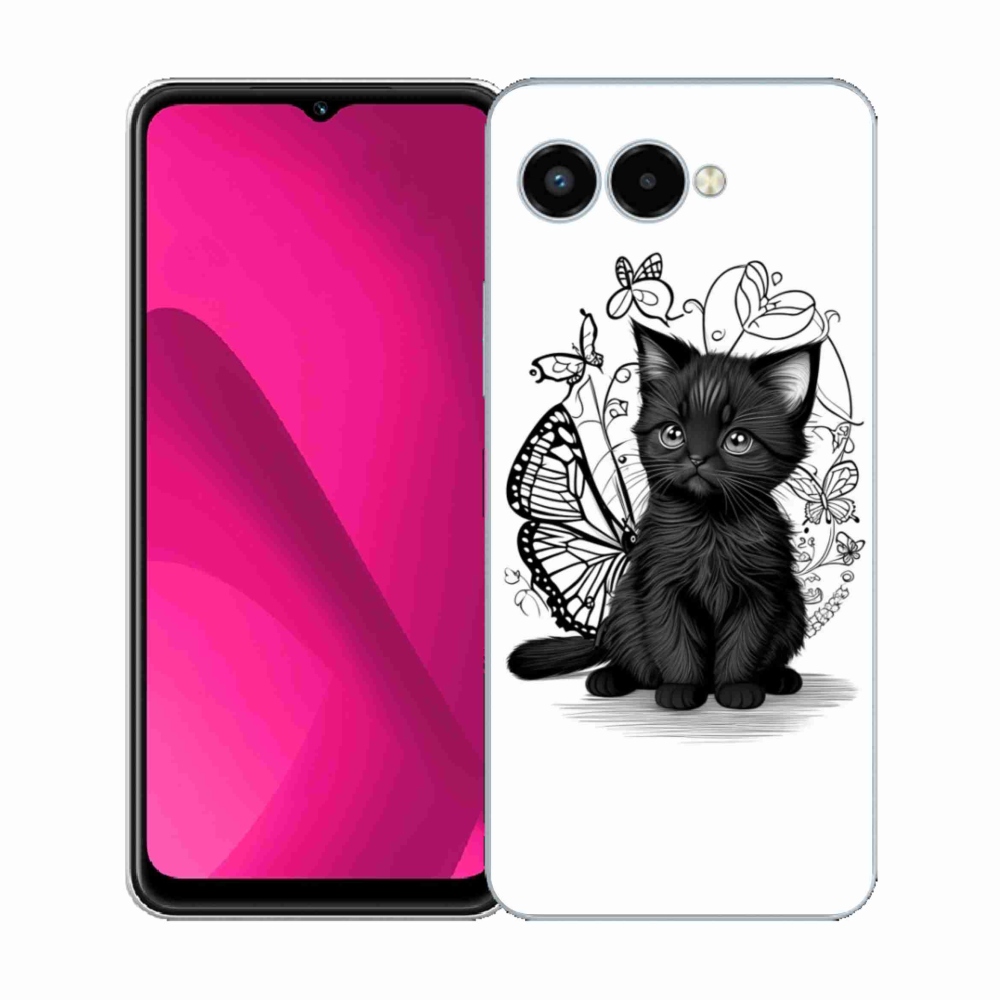 Gélový kryt mmCase na T phone 3 - čierne mačiatko