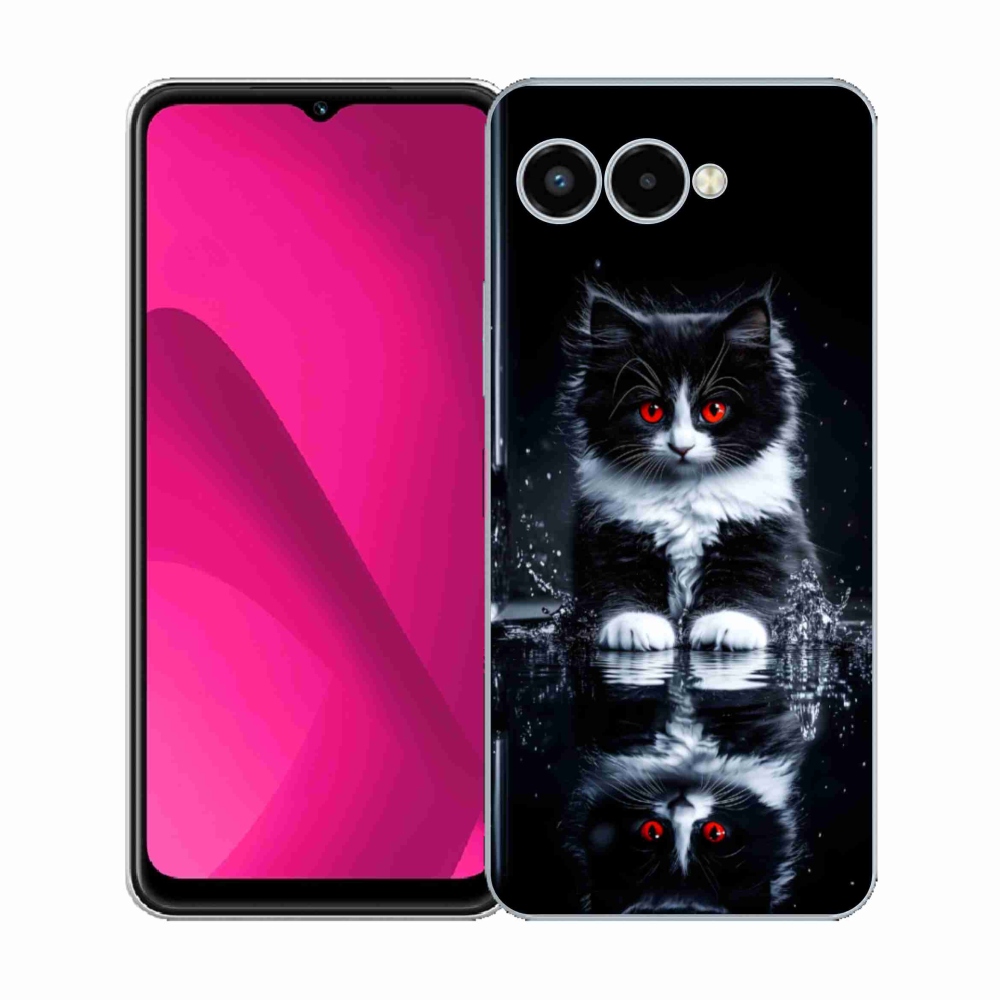 Gélový kryt mmCase na T phone 3 - čiernobiele mačiatko