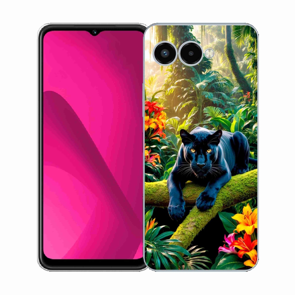 Gélový kryt mmCase na T phone 3 - čierny panter v džungli