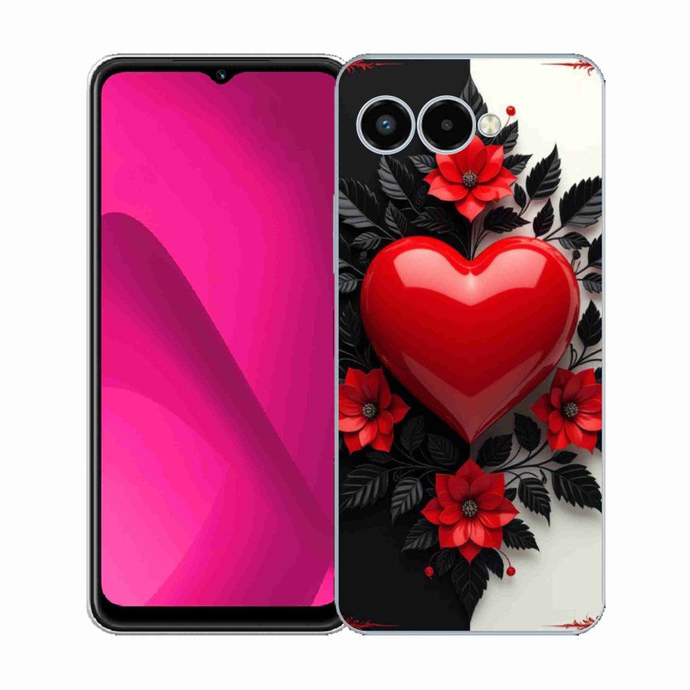 Gélový kryt mmCase na T phone 3 - červené srdce