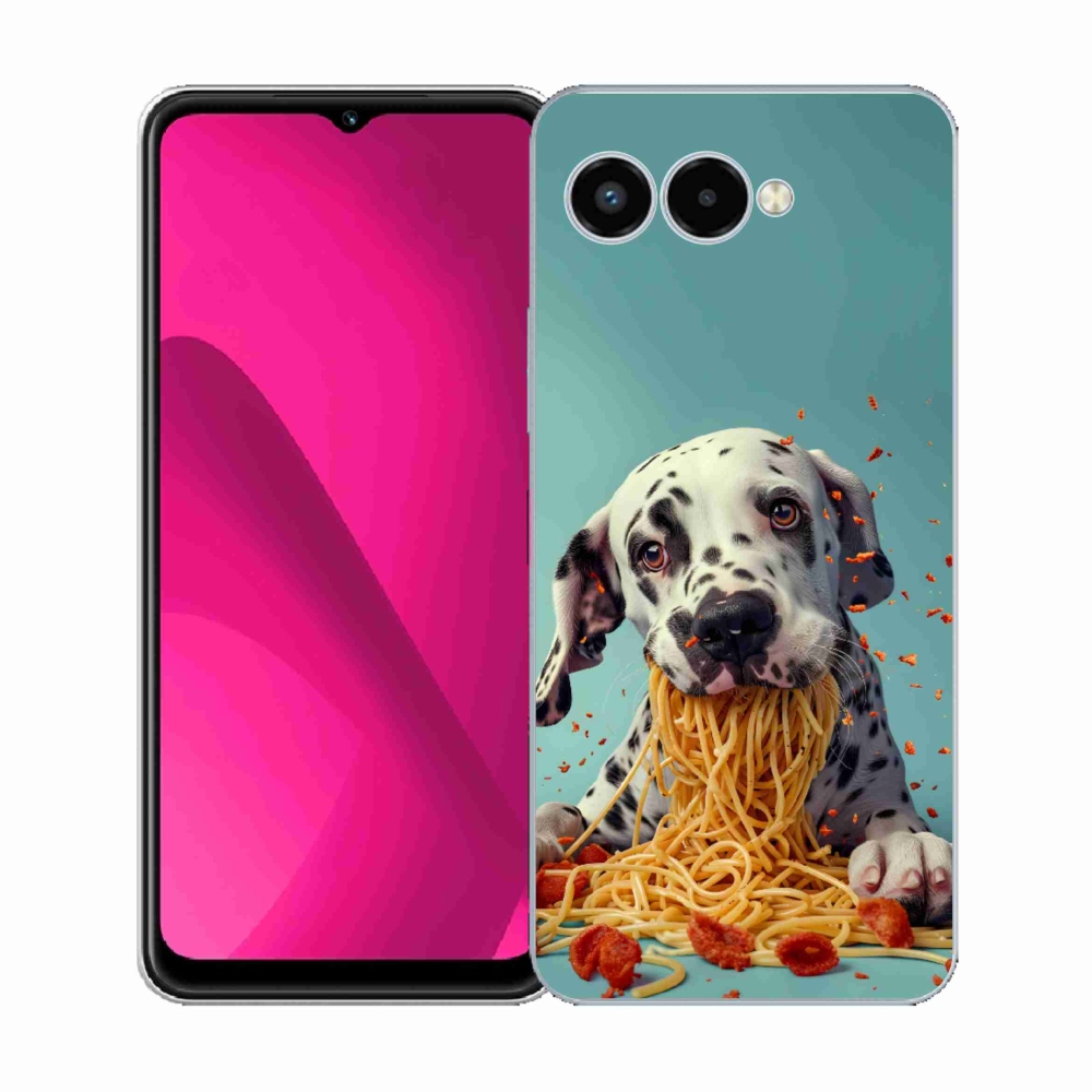 Gélový kryt mmCase na T phone 3 - dalmatín a špagety