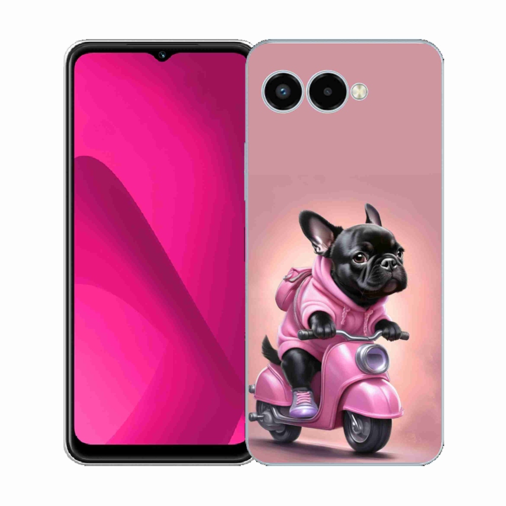 Gélový kryt mmCase na T phone 3 - francúzsky buldoček na skútri