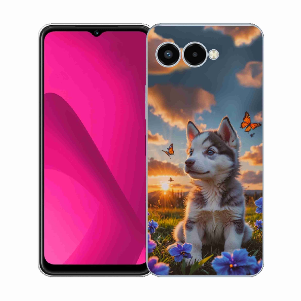 Gélový kryt mmCase na T phone 3 - husky pri západe slnka