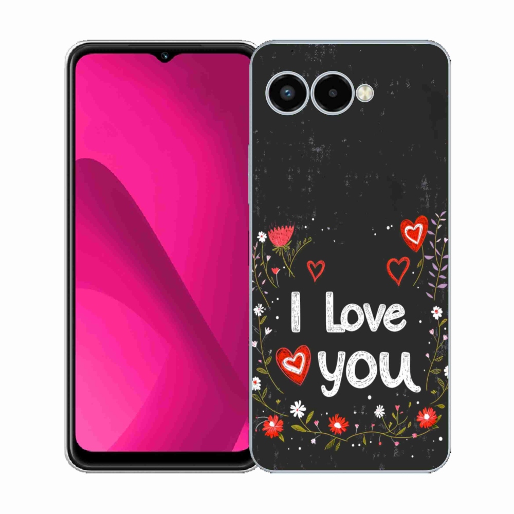 Gélový kryt mmCase na T phone 3 - I love you čierne pozadie