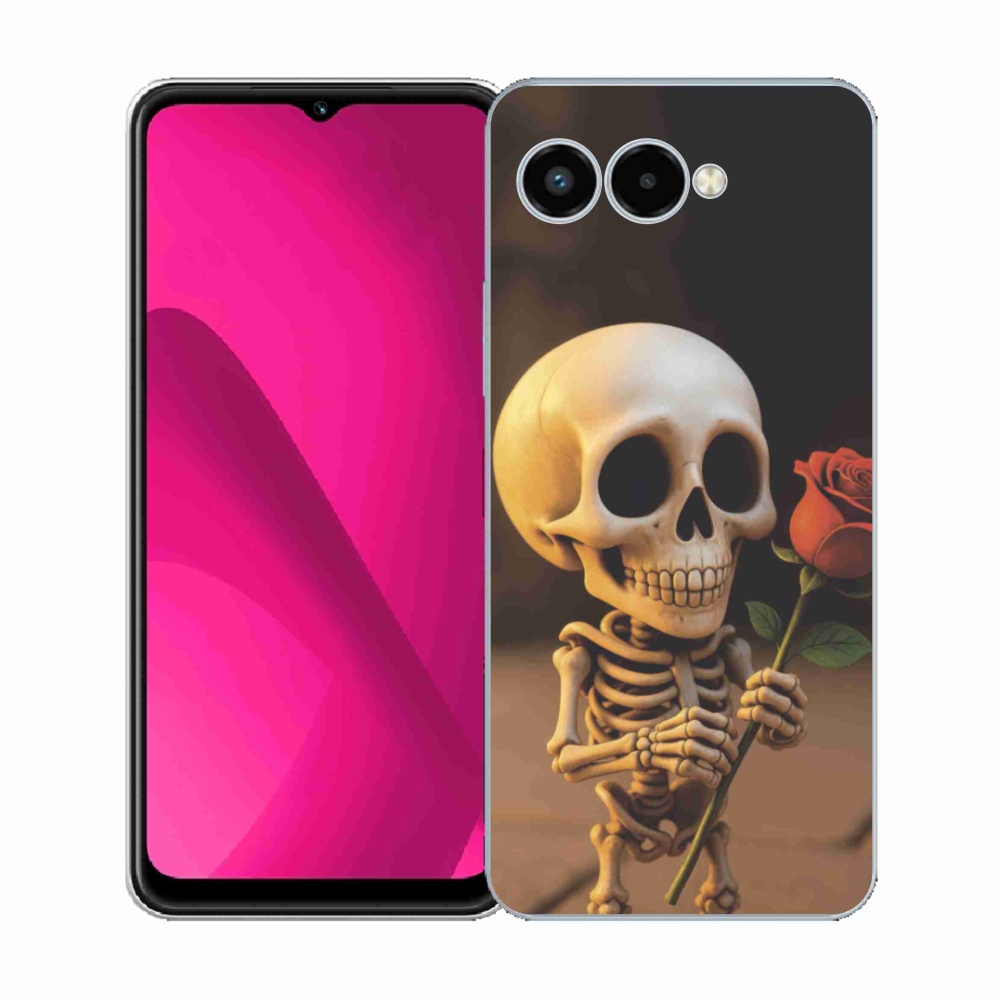 Gélový kryt mmCase na T phone 3 - kostlivec s ružou