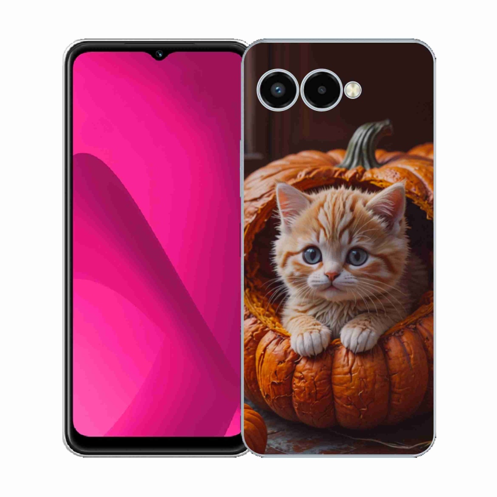 Gélový kryt mmCase na T phone 3 - mačiatko a tekvica 2