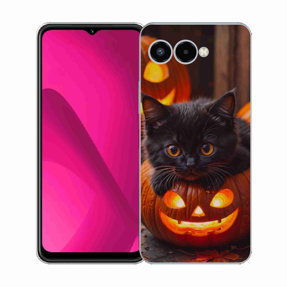 Gélový kryt mmCase na T phone 3 - mačiatko a tekvica