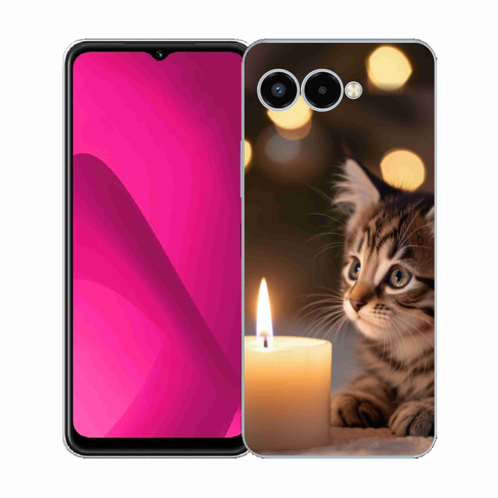 Gélový kryt mmCase na T phone 3 - mačiatko a sviečka