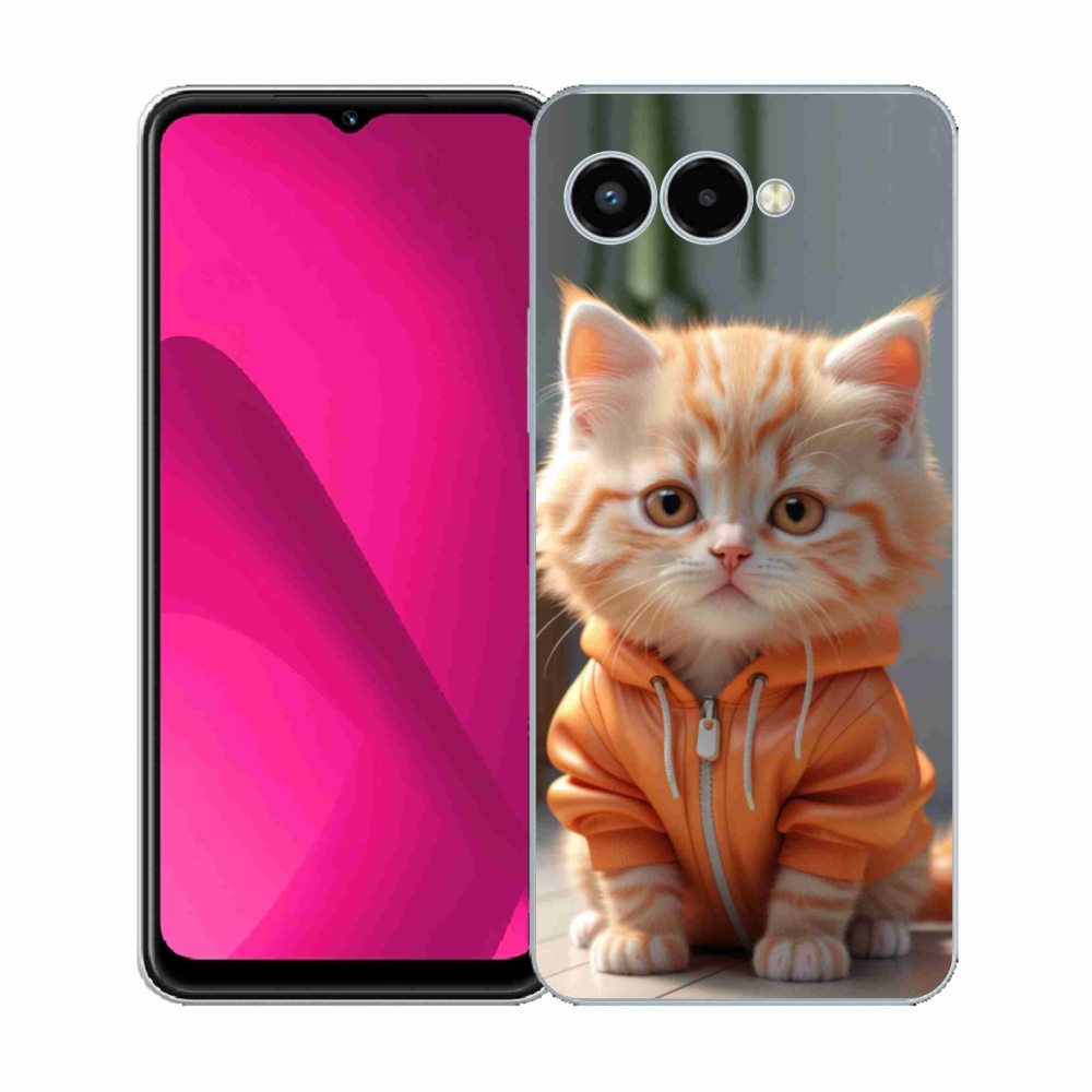 Gélový kryt mmCase na T phone 3 - mačiatko v mikine
