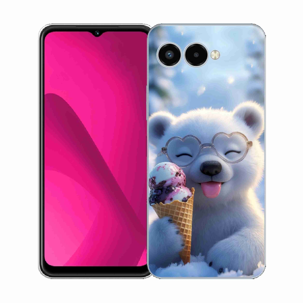 Gélový kryt mmCase na T phone 3 - medvedík so zmrzlinou