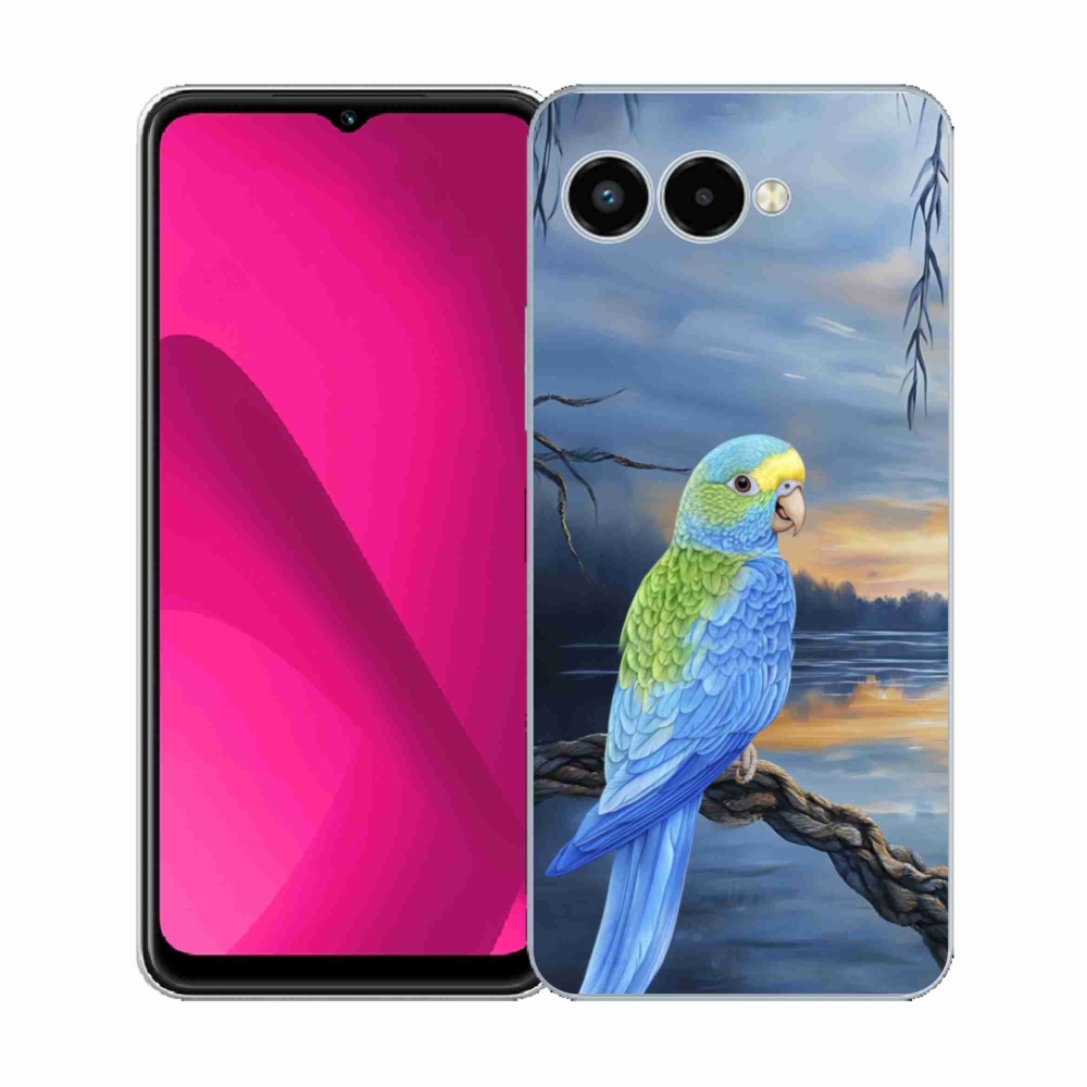 Gélový kryt mmCase na T phone 3 - modrý papagáj