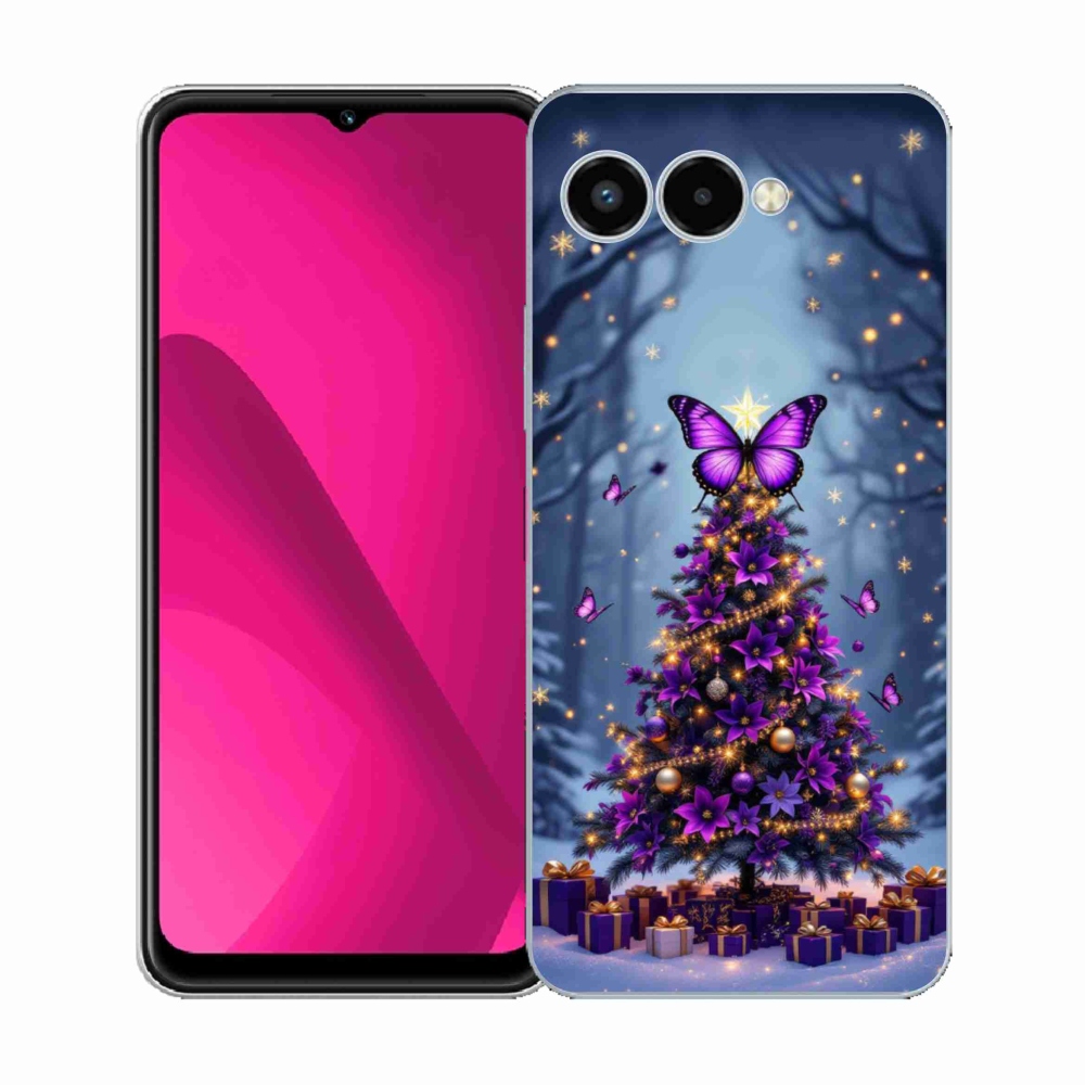 Gélový kryt mmCase na T phone 3 - motýlí vianočný stromček
