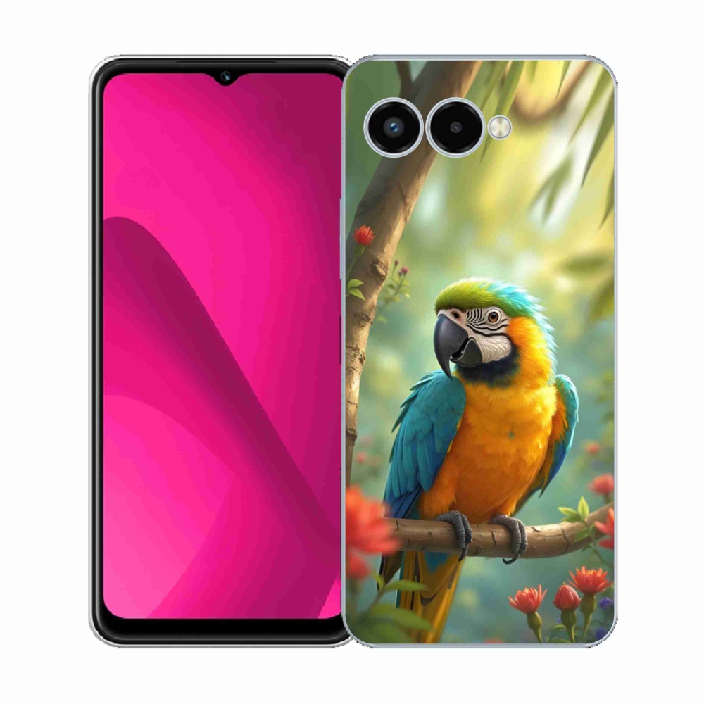 Gélový kryt mmCase na T phone 3 - papagáj ara modrožltá