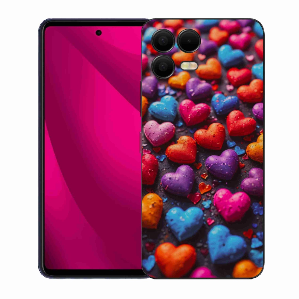 Gélový kryt mmCase na T phone 3 Pro - farebné srdcia