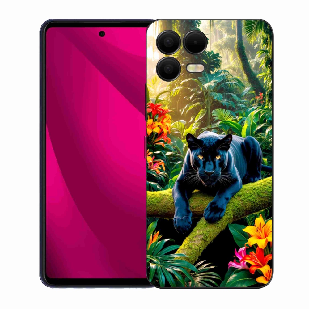 Gélový kryt mmCase na T phone 3 Pro - čierny panter v džungli