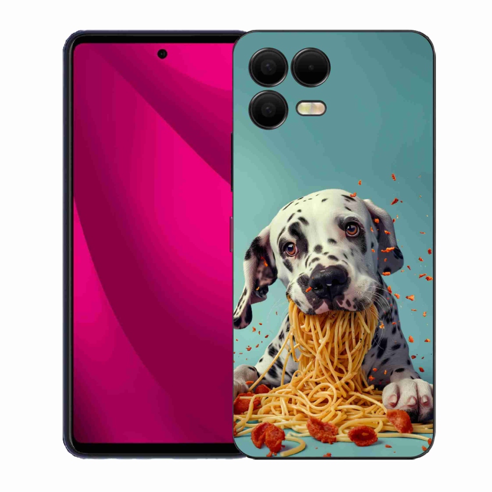 Gélový kryt mmCase na T phone 3 Pro - dalmatín a špagety