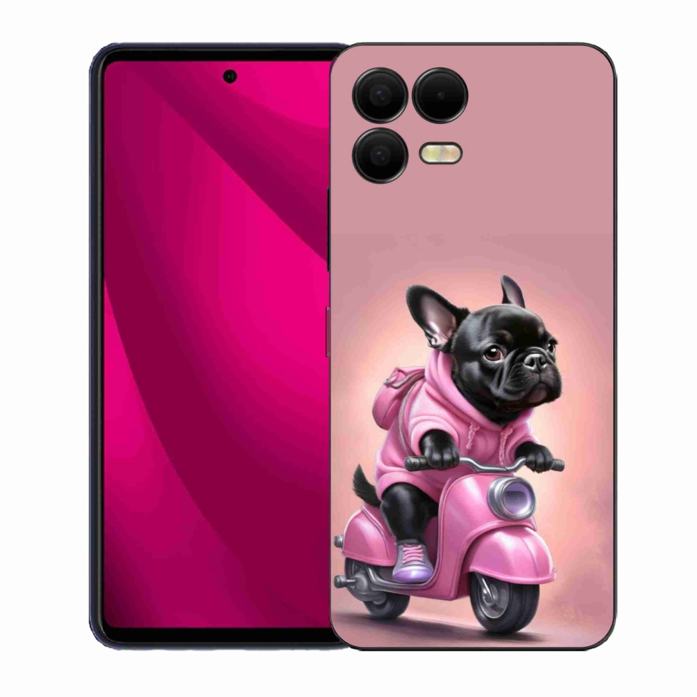 Gélový kryt mmCase na T phone 3 Pro - francúzsky buldoček na skútri