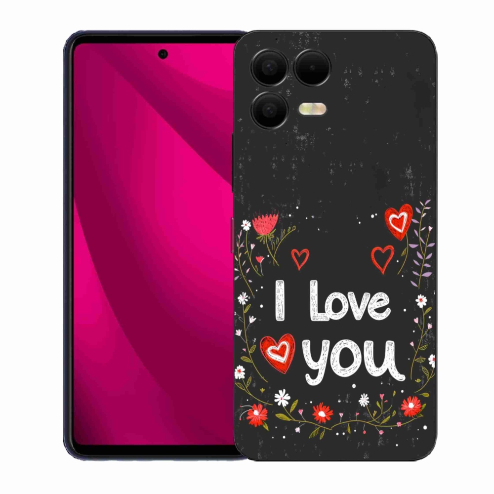 Gélový kryt mmCase na T phone 3 Pro - I love you čierne pozadie