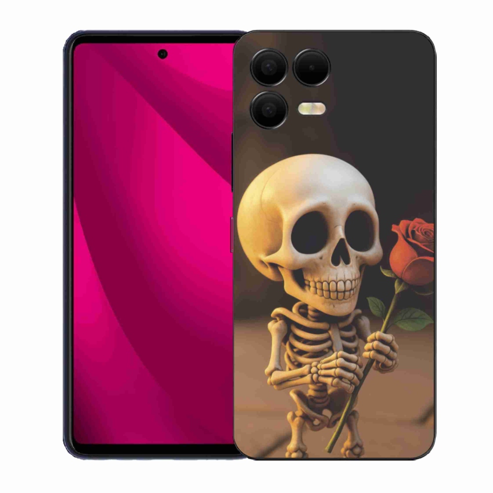 Gélový kryt mmCase na T phone 3 Pro - kostlivec s ružou
