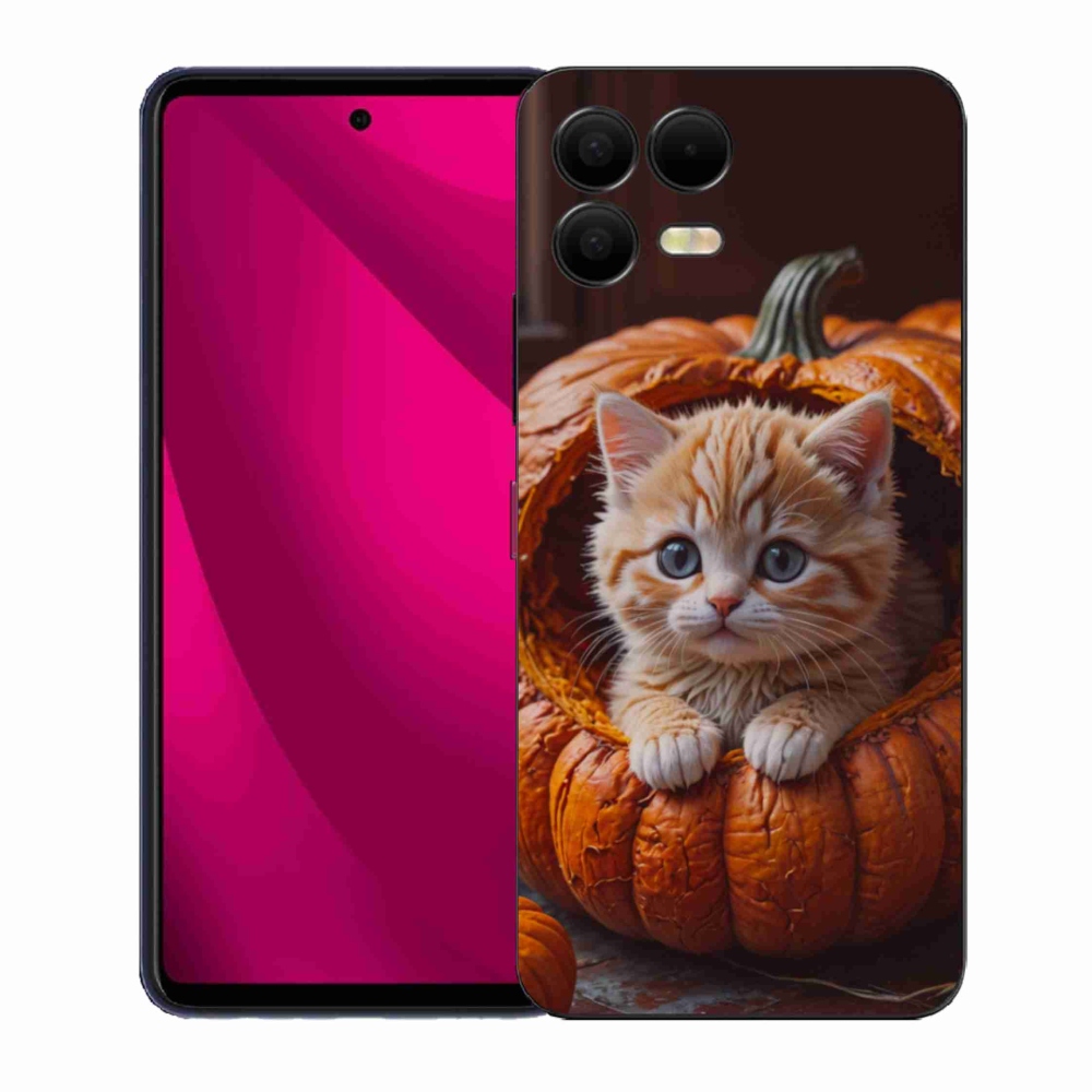 Gélový kryt mmCase na T phone 3 Pro - mačiatko a tekvica 2