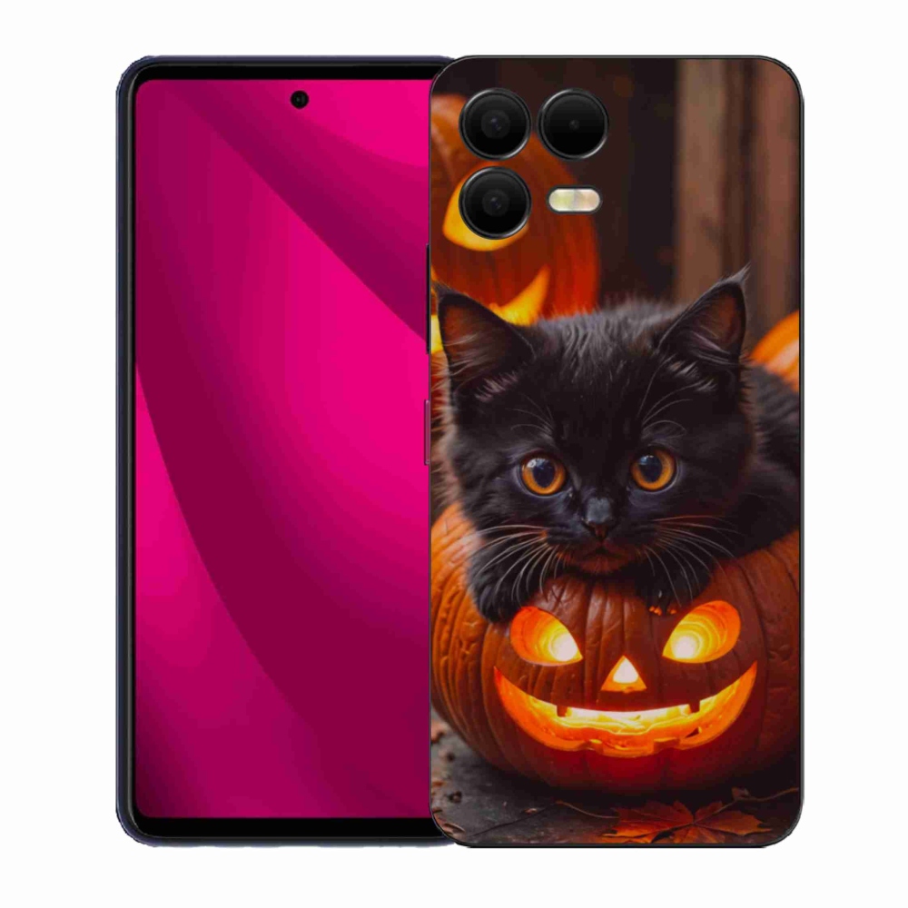 Gélový kryt mmCase na T phone 3 Pro - mačiatko a tekvica
