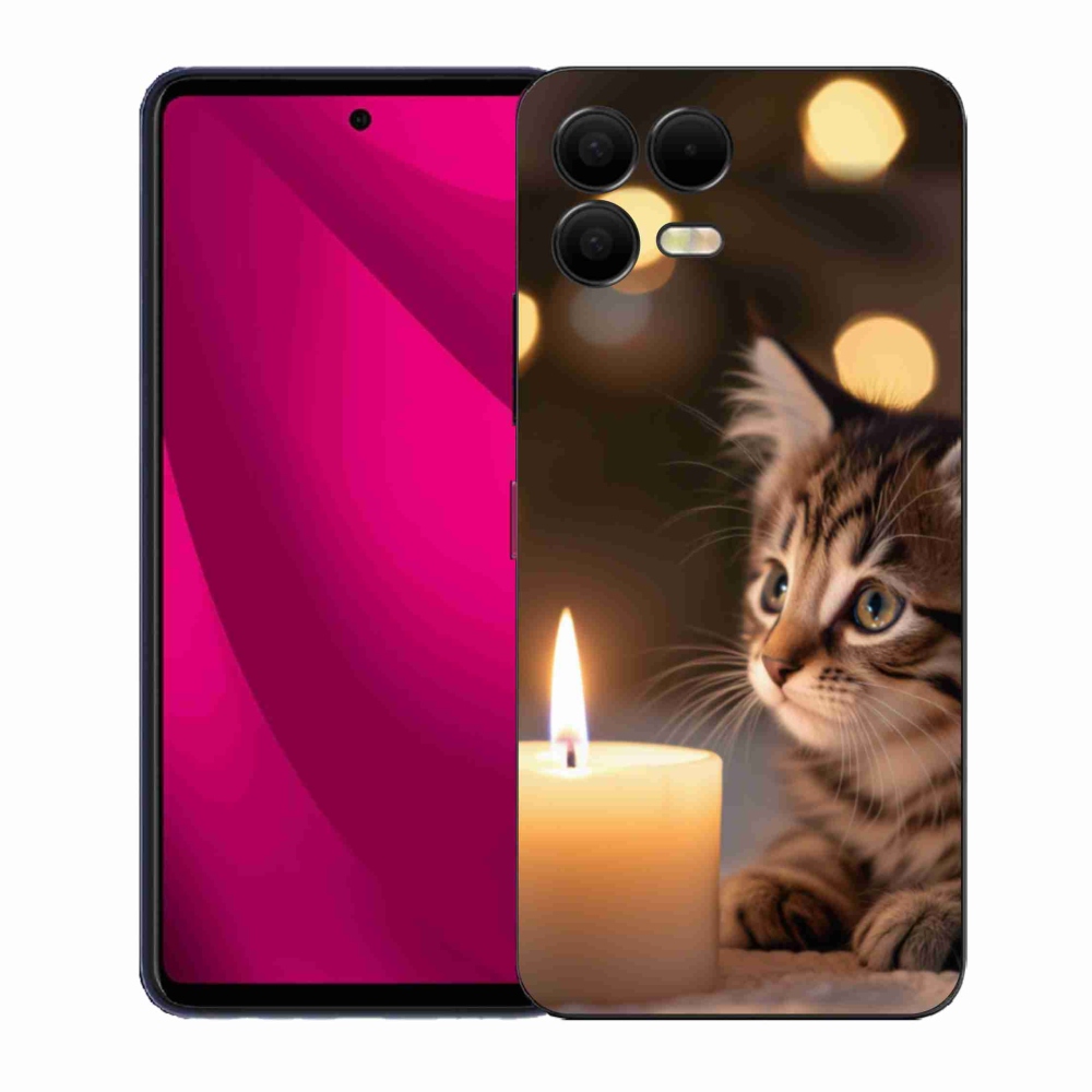 Gélový kryt mmCase na T phone 3 Pro - mačiatko a sviečka
