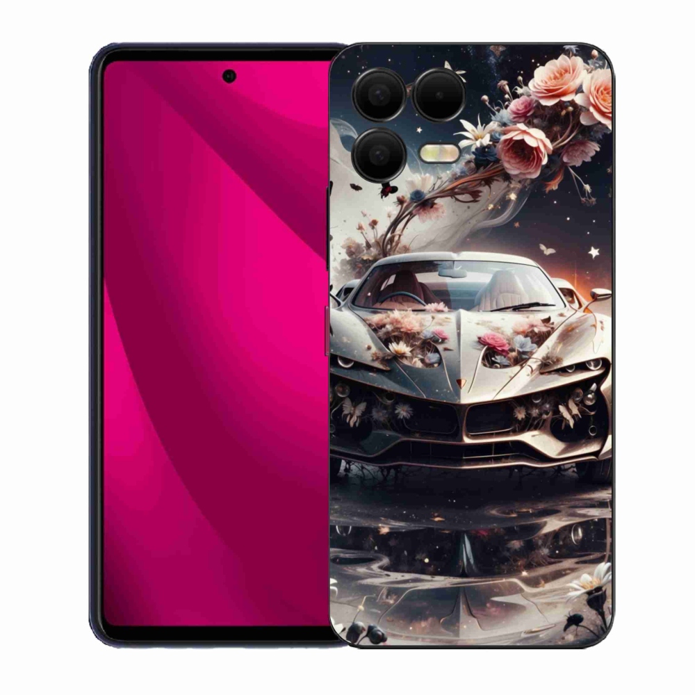 Gélový kryt mmCase na T phone 3 Pro - kvetinový športový automobil